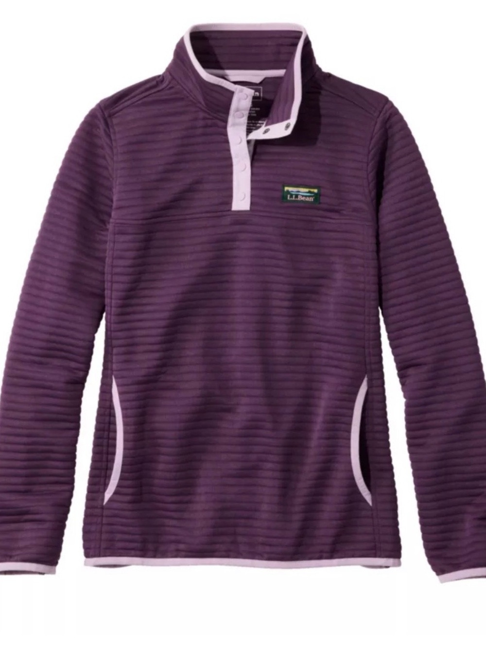 L.L. Bean Woman’s AirLight collection Purple Quilted Snap-Front Pullover